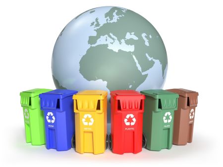 Erdkugel - Recyclingtonnen